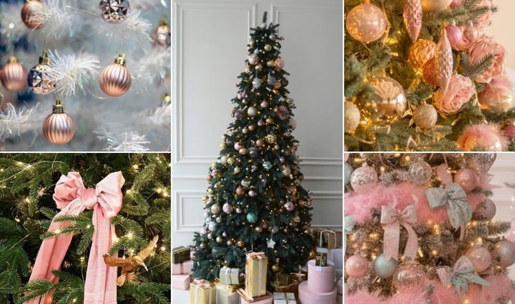 sapin doux et féerique avec tons pastel et blanc nacré 🌸