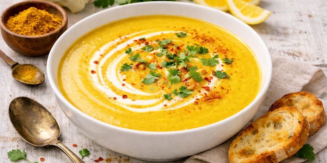 Soupe de chou-fleur au curry doux