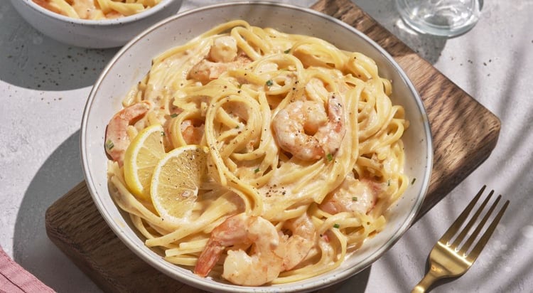 Spaghetti crémeux aux crevettes