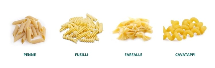 Types de pâtes courtes