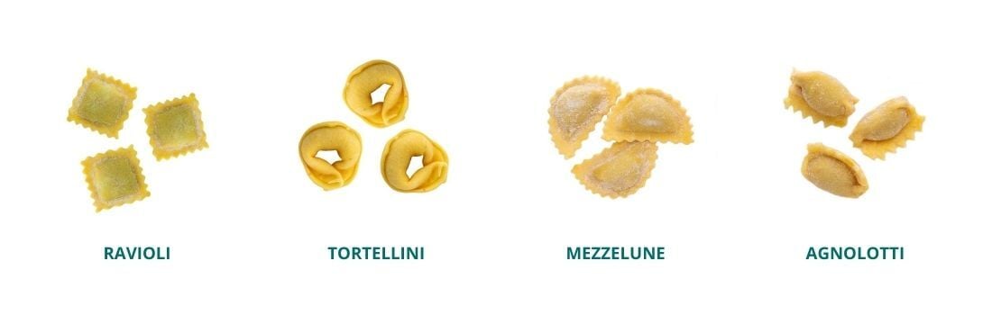 Différentes pâtes fourrées